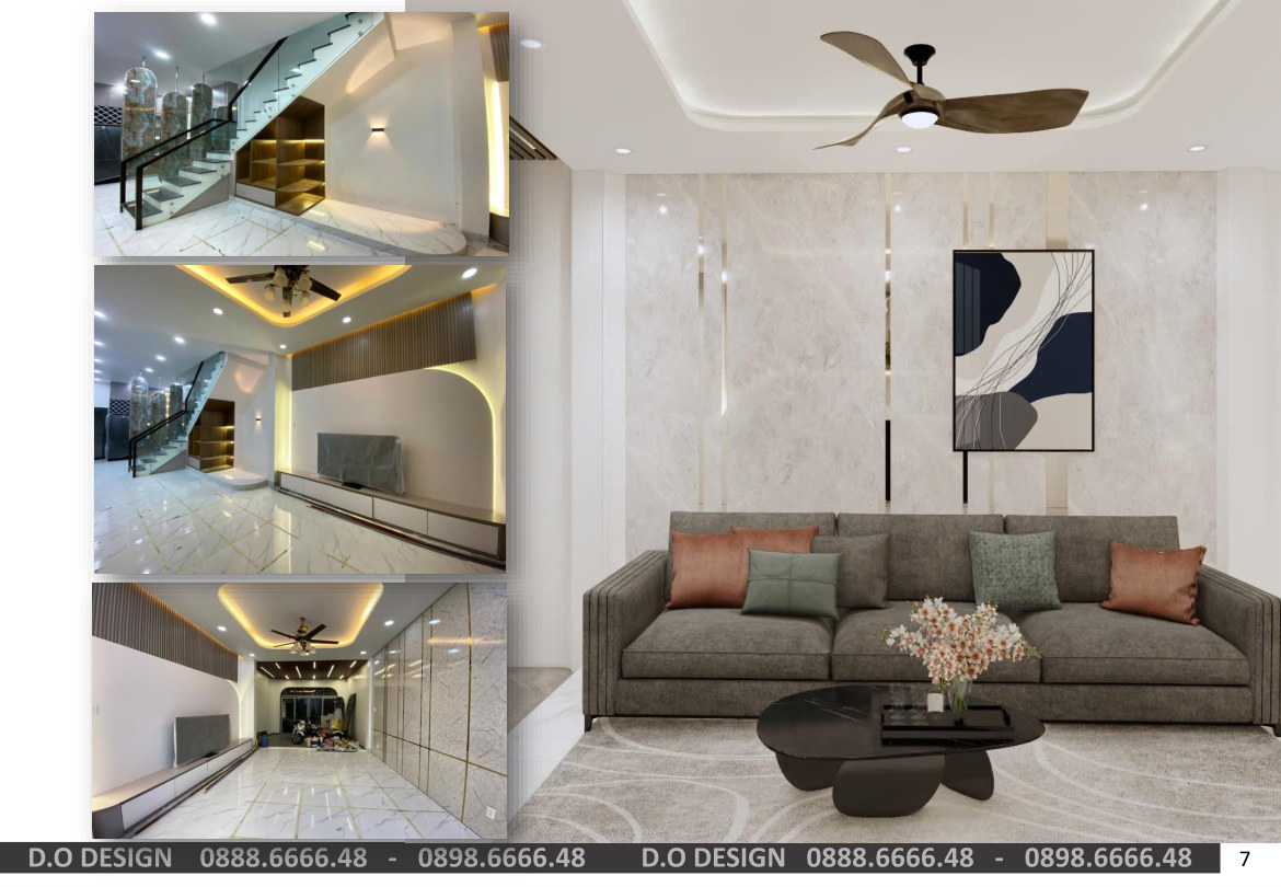 Phòng khách hiện đại trong portfolio nội thất D.O Design.